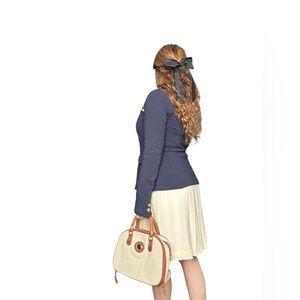 Canvas & Faux Leather Satchel Bag